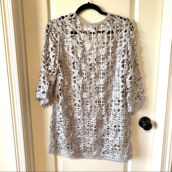 TALBOTS Soutache Delicate Open Weave Silver/Gray Cardigan—SZ. 0P - Picture 11 of 11